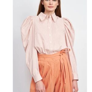 EN SAISON Aitana Cotton Poplin Stripe
Blouse Button Up Down Puff Sleeve feminine